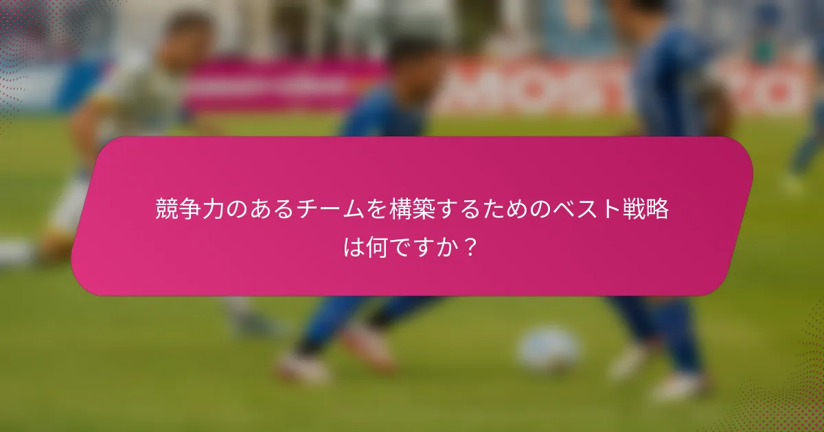 競争力のあるチームを構築するためのベスト戦略は何ですか？