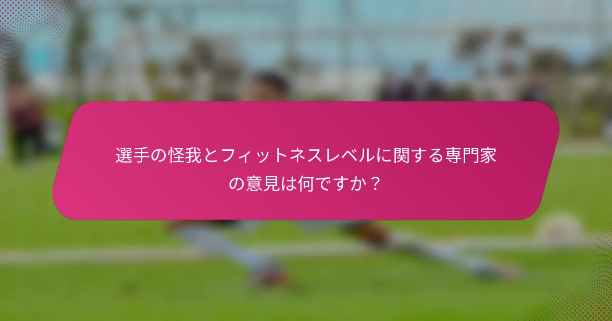 選手の怪我とフィットネスレベルに関する専門家の意見は何ですか？
